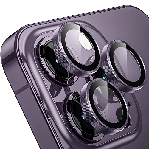 WSKEN for iPhone 14 Pro/iPhone 14 Pro Max Camera Lens Protector,[Night Shooting Mode] HD Tempered Metal Glass Camera Screen Protector Cover Film Accessories,Deep Purple