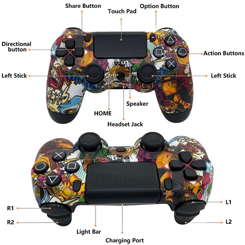 Wireless Controller，Wireless Gaming Controller, Replacement for P-4 Controller，Dual-Vibration Joystick Gamepad Computer Game Controller for PC Windows，Enhanced Remote Joystick/Audio/Touch pad