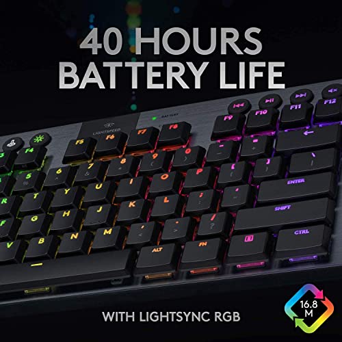 Logitech G915 TKL Tenkeyless Lightspeed Wireless RGB Mechanical Gaming Keyboard, Low Profile Switch Options, LIGHTSYNC RGB, Advanced Wireless and Bluetooth Support - Tactile (Renewed)