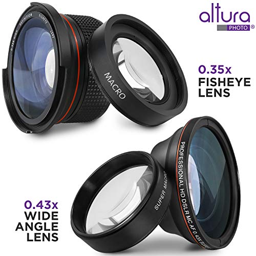 58mm Altura Photo Professional Accessory Kit for Canon EOS Rebel T8i T7i T7 T6i T6 SL3 DSLR – Wide Angle & Fisheye Lens, Filter Kit (Macro Close-Up Set, UV, CPL, ND4) & More Accessories