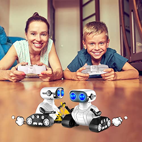 Robot Toy, RC Robot Toy with Music and LED Eyes, Singing, Dancing, Rechargeable RC Robot for Kids 3+ - White