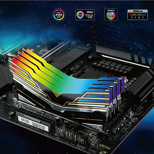 OLOy Memory DDR4 RAM 64GB (2x32GB) Warhawk Aura Sync RGB 3200 MHz CL16 1.35V 288-Pin Desktop Gaming UDIMM (MD4U323216DEDA)