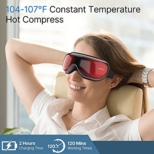 RENPHO Heated Eye Massager for Migraines with Bluetooth Music, Rechargeable Eye Mask with Vibration, Relax and Reduce Eye Strain Dark Circles Eye Bags Dry Eye Improve Sleep, Graduation Gifts