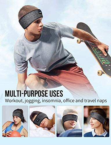 MUSICOZY Sleep Headphones Bluetooth Headband, Wireless Music Sleeping Headphones Sleep Mask Earbuds IPX6 Waterproof for Side Sleepers Workout Running Insomnia Travel Yoga Cool Tech Gadgets Unique Gift