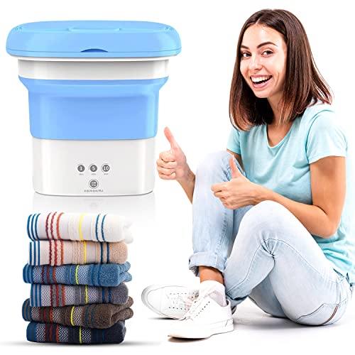 Castlefit Mini Laundry Machine – Practical Portable Mini Washing Machine for Camping, RV, Traveling, Dorm Room, Home Use - Washing Machine Portable Mini with Collapsible Bucket – 4.4lb Capacity