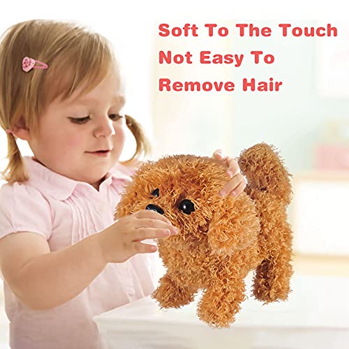 WorWoder Plush Teddy Toy Puppy Electronic Interactive Pet Dog - Walking, Barking, Tail Wagging, Stretching Companion Animal for Kids Children (Teddy Dog)