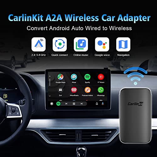 2022 CarlinKit A2A Android Auto Wireless Adapter for OEM Wired Android Auto Cars from 2016, Plug & Play, Wireless Android auto Adapter