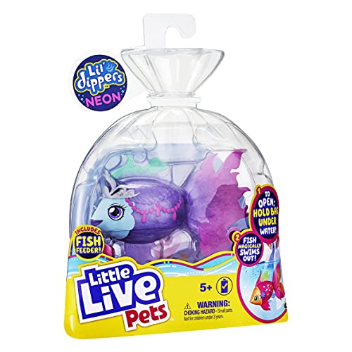 Little Live Pets 26282 Lil' Dippers S3 NEON Single Pack Fish-Styles Vary, Interactive, Animated Electronic Toy, Lifelike Swimming Movement, As seen on TV