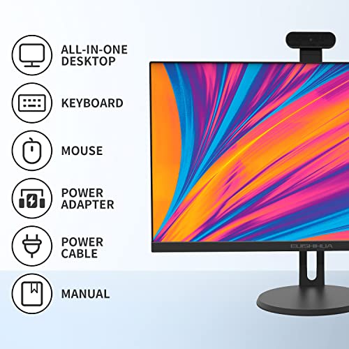 24” All in One Computer Touchscreen, Intel i7 Quad-Core Windows 11 Pro Desktop Computer with Camera, 8G Ram 512G SSD IPS HD Display, WiFi Bluetooth for Home Entertainment Business Office (i7_Black)