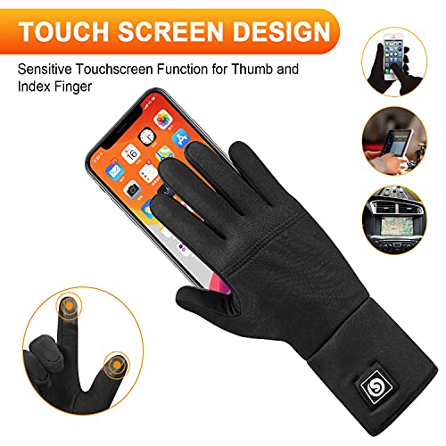 Heated Glove Liners for Men Women, Rechargeable Battery Electric Heated Gloves, Winter Warm Glove Liners for Arthritis Raynaud, Thin Gloves Riding Ski Snowboarding Hiking Cycling Hand Warmers