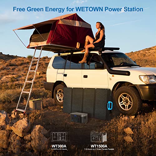 WETOWN 100 Watt Solar Panels Portable for Power Station, 18V Solar Outlets TX60 + Anderson + DC + USB + Type-C + XT30 Parallel, Sun Track Foldable Solar Panel for Camping Outdoor RV Waterproof IP67