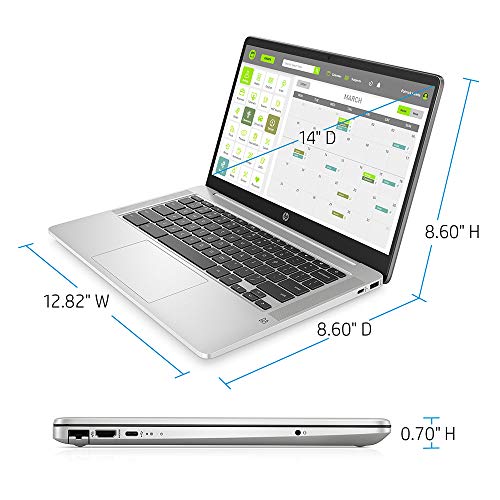 2020 HP Chromebook 14" HD Laptop Computer, Intel Quad-core Pentium Silver N5000 Processor, 4GB RAM, 64GB eMMC, B&O Audio, HD Webcam, Long Battery Life, USB-C, Chrome OS, Grey, 128GB SnowBell USB Card