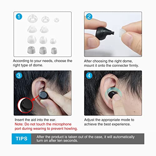 [2021 New] Rechargeable Invisible Hearing Amplifier Aid for Adults Seniors, Magnetic Contact Charging Box, Mini Sound Amplifier Earbuds Hearing Assist Noise Cancelling 1 Pair