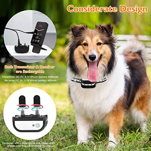 BHCEY Electric Fence for 2 Dogs,Remote Dog Training Collar& Wireless Dog Fence System, Portable Electric Shock Dog Boundary System, Rechargeable Garden Wireless Fence & Suitable for Small Large Dogs