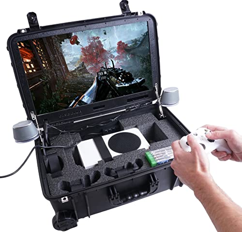 Case Club Xbox Series 4K Portable Gaming Station with Built-in 24" 4K Monitor, Cooling Fans, & Speakers. Fits Xbox Series Console (S or X), Controllers, & Games, (Console NOT Included)