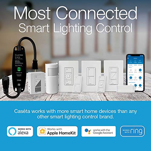 Lutron Caséta Deluxe Smart Dimmer Switch (2 Count) Kit with Caséta Smart Hub | Works with Alexa, Apple HomeKit, Ring, Google Assistant | P-BDG-PKG2W-A | White