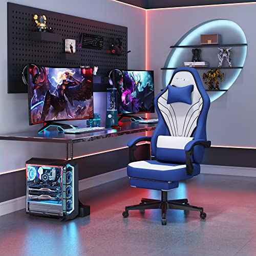 SITMOD Computer Chair Back Support Office Chair Gaming Chair Fabric Ergonomic Racing Chair with Footrest Lumbar Support Swivel Massage PC Big and Tall Gamer Chairs for Adults