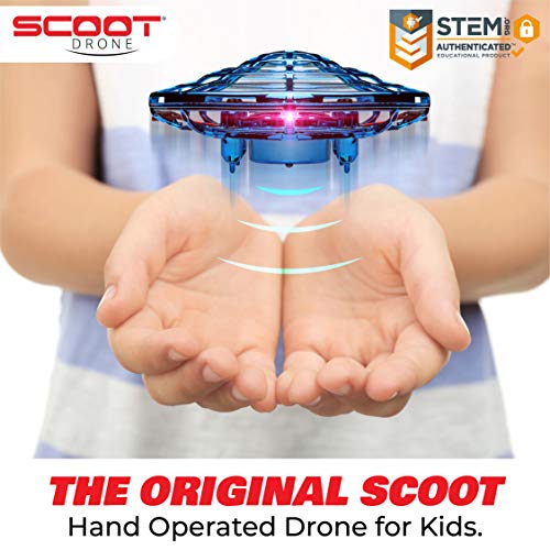 Force1 Scoot Hand Operated Drone for Kids or Adults - Hands Free Motion Sensor Mini Drone, Easy Indoor Small UFO Toy Flying Ball Drone Toy for Boys and Girls Kids Drones (Blue)