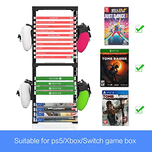 Video Game Storage, Storage Tower for PS5 Games, Storage Stand for Xbox Nintendo Switch Games (for 24 Game Boxes)