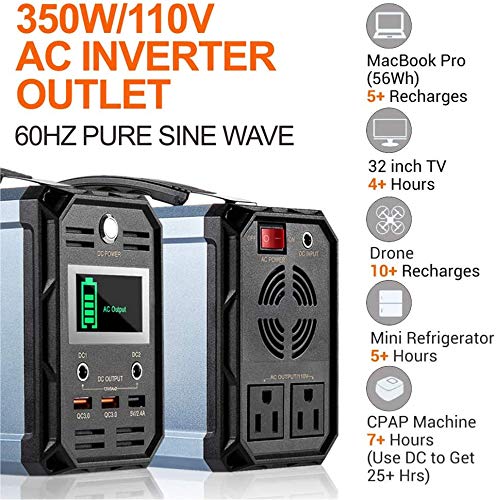300W Solar Generator, FlashFish 60000mAh Portable Power Station Camping Potable Generator, CPAP Battery Recharged by Solar Panel/Wall Outlet/Car, 110V AC Out/ DC 12V /QC USB Ports for CPAP Camp Travel