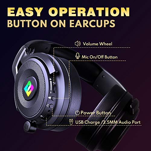 BENGOO 2.4G Wireless Gaming Headset Headphones with Microphone for PS4 PS5 PC, 3.5mm Wired Mode for Switch Xbox Controller, Noise Cancelling Over Ear with 7.1 Surround Sound, Up to 17 Hrs