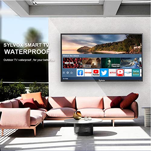 SYLVOX 55 inches Full Sun Outdoor TV Smart Waterproof TV 4K Ultra High-Resolution 1500nits,7x16(H) Support Bluetooth Wi-Fi Suitable for Partial Sun or Strong Light Area(Pool Series) (OT55A1KAGE)
