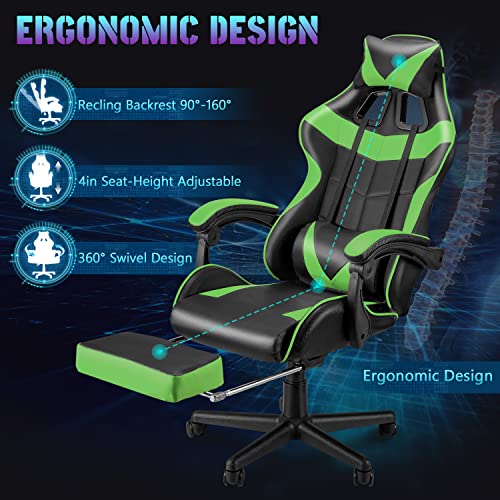 Bunny Pink Gaming Chair and Massage Green Gaming Chair Bundle