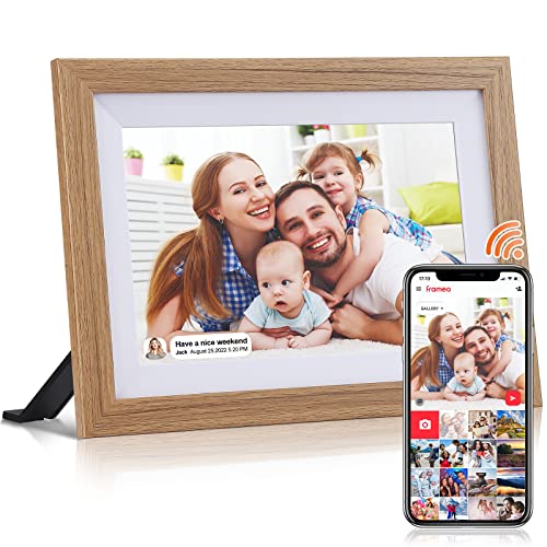 10.1 Inch WiFi Digital Picture Frame, FRAMEO Smart Digital Photo Frame with IPS Touch Screen, Electronic Picture Frame with Built-in 16GB Storage for Christmas Thanksgiving Gift for Wife Grandparents