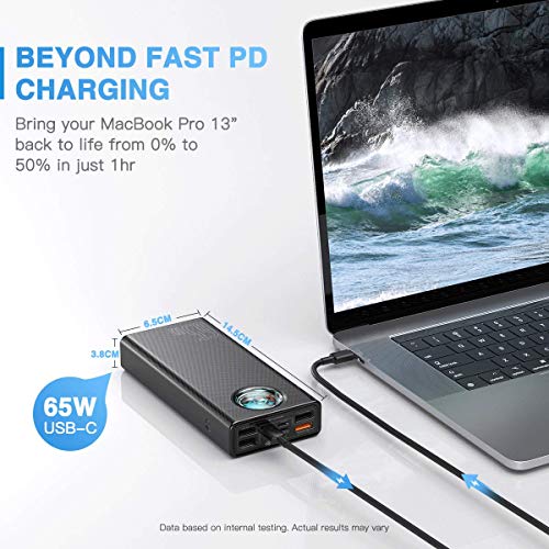 Portable Laptop Charger, Baseus 30000mAh Power Bank 65W Fast Charging USB C Battery Pack, PD 3.0 7-Port Battery Bank for MacBook, IPad, Dell, HP, Notebook, Samsung, iPhone, Switch and More
