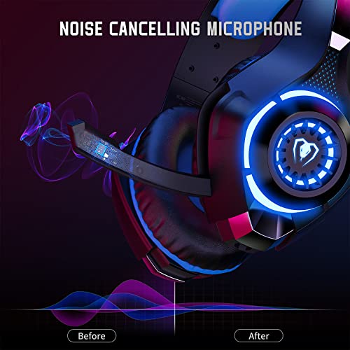 Gaming Headset for PS4 PS5 Xbox One Switch PC with Noise Canceling Mic, Deep Bass Stereo Sound