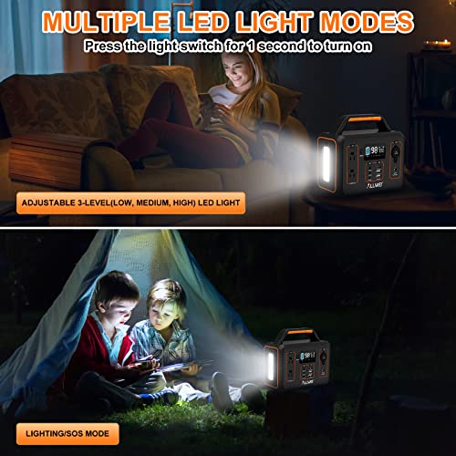 ALLWEI Portable Power Station 300W, 280Wh Solar Generator, USB-C PD60W, 110V Pure Sine Wave AC Outlet, 78000mAh Backup Lithium Battery LED Light for Outdoor Camping Emergency Home Backup(Renewed)