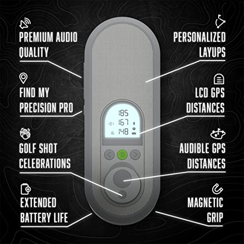 Precision Pro Ace Smart GPS Golf Speaker - Bluetooth Golf Cart Speaker with Mangetic Cart Mount, Music & GPS Golf Audible Distances, Personalized Yardages, Rechargeable Battery & 37,000+ Courses