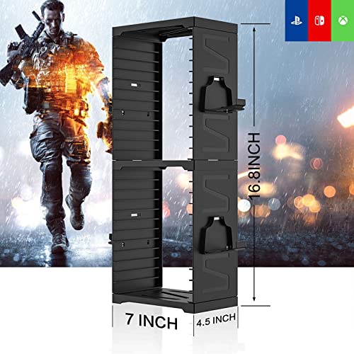 Game Storage Tower Universal Video Game Storage for 24 Games Storage Stand Compatible with PS5 PS4 Xbox Nintendo Switch Games Gamer Gifts