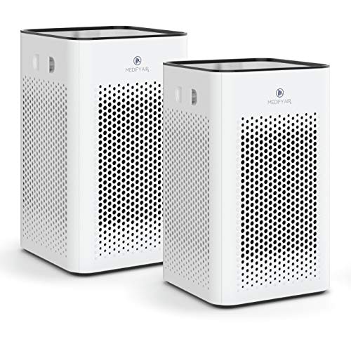 Medify MA-25 Air Purifier with H13 True HEPA Filter | 500 sq ft Coverage | for Allergens, Wildfire Smoke, Dust, Odors, Pollen, Pet Dander | Quiet 99.9% Removal to 0.1 Microns | White, 2-Pack