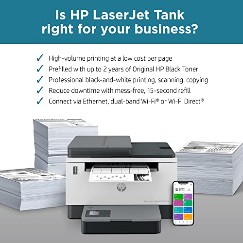 HP LaserJet Tank MFP 2604sdw Wireless Black & White Printer Prefilled With Up to 2 Years of Original HP Toner (381V1A)
