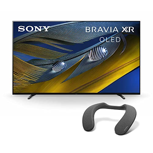 Sony A80J 77 Inch TV: BRAVIA XR OLED 4K Ultra HD Smart Google TV with Dolby Vision HDR and Alexa Compatibility XR77A80J- 2021 Model, Black with Sony Neckband Bluetooth Speaker +Home Theater Audio