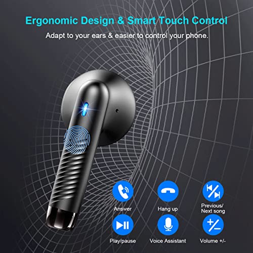 Wireless Earbud, Bluetooth 5.3 Earbud Stereo Bass, Bluetooth Headphones in Ear Noise Cancelling Mic, Earphones I-PX7 Waterproof Sports, 32H Playtime USB C Mini Charging Case Ear Buds for Android iOS