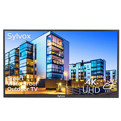 SYLVOX 65 inches Full Sun Outdoor TV Smart Waterproof TV 4K Ultra High-Resolution 1500nits,7x16(H) Support Bluetooth Wi-Fi Suitable for Partial Sun or Strong Light Area(Pool Series) (OT65A1KAGE)