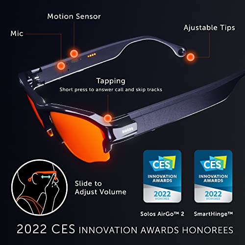 Solos Argon 4-1 Smart Eye Glasses for iPhone and Android, Audio Glasses with Bluetooth Connectivity, Carbon Black Frame/Anti Bluelight Lens (Argon 4-1, Carbon Black)