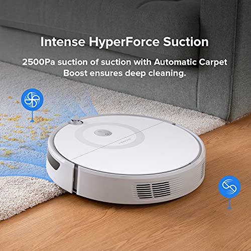 roborock E5 Mop Robot Vacuum Cleaner, 2500Pa Strong Suction, Wi-Fi Connected, APP Control, Compatible with Alexa, Ideal for Pet Hair, Carpets, Hard Floors (White)