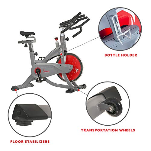 Sunny Health & Fitness AeroPro Indoor Cycling Exercise Bike with 44 LB Flywheel and Magnetic Resistance - SF-B1711, Grey