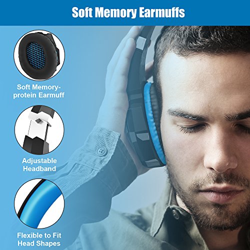 BENGOO G9000 Gaming Headset Professional 3.5mm PC LED Light Game Bass Headphones Stereo Noise Isolation Over-ear Headset Headband with Mic Microphone For PS4 Laptop Computer and Smart Phone