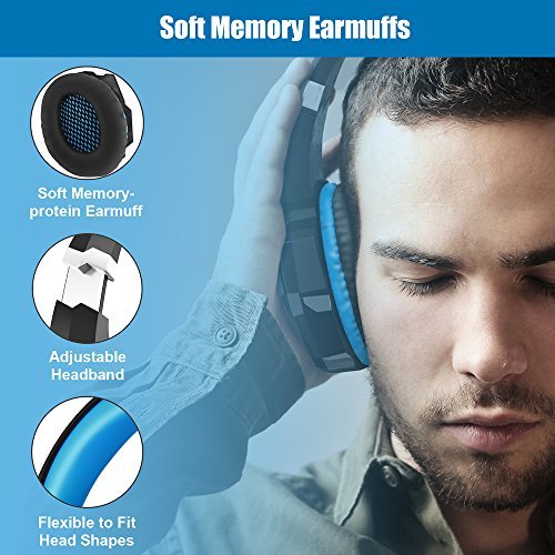 BENGOO G9000 Gaming Headset Professional 3.5mm PC LED Light Game Bass Headphones Stereo Noise Isolation Over-ear Headset Headband with Mic Microphone For PS4 Laptop Computer and Smart Phone