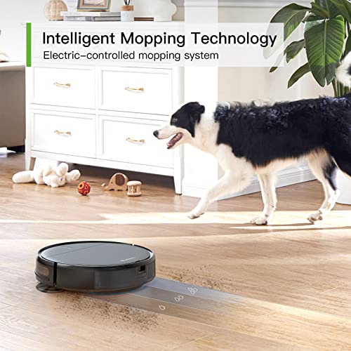 Robot Vacuum Cleaner, InstaRobo 2-in-1 Vacuum and Mop Robot Automatic Self-Charging Robotic Vacuum Sweeping Cleaner Ideal for Pet Hair, Hard Floors and Low Pile Carpets (Black)