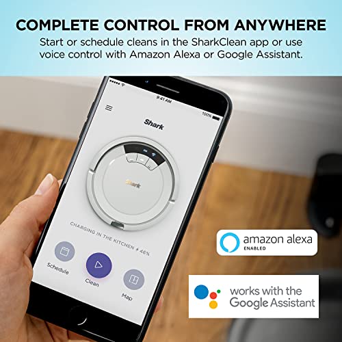 Shark AV752 ION Robot Vacuum, with Tri-Brush System, Wi-Fi Connected, 120min Runtime, Works with Alexa, Multi-Surface Cleaning, White