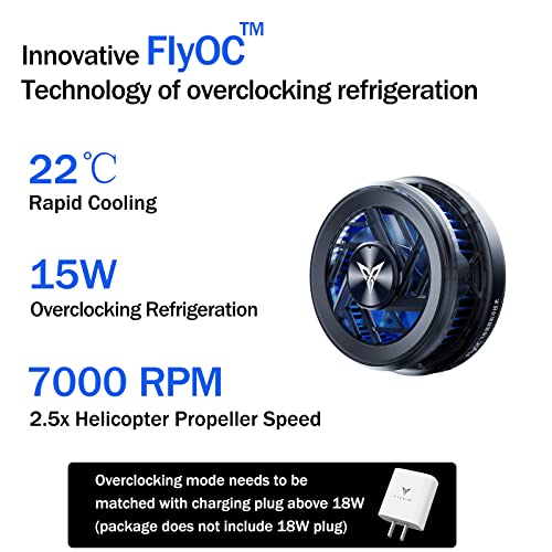Flydigi B5X Magnetic Cell Phone Cooler, Upgraded 10-15W Higher Power Intelligent Frequency Conversion Temperature Control, Larger Cooling Area, Quieter, Portable Cooling Fan for Phone/Tablet/Ipad