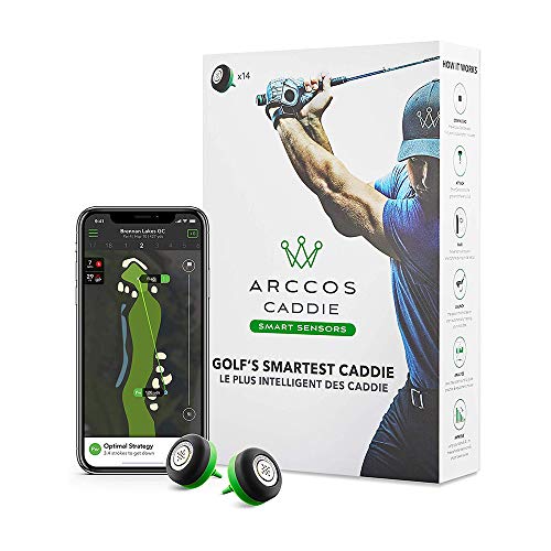 Arccos Caddie Smart Sensors (3rd Generation) Power Bundle with PlayBetter Portable Charger - Set of 14 Golf Shot Tracker System - A.I. Powered GPS Rangefinder - On-Course Swing Analyzer for Every Club