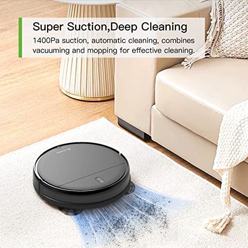 Robot Vacuum Cleaner, InstaRobo 2-in-1 Vacuum and Mop Robot Automatic Self-Charging Robotic Vacuum Sweeping Cleaner Ideal for Pet Hair, Hard Floors and Low Pile Carpets (Black)