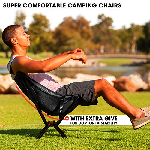 CLIQ Camping Chairs - Most Funded Camping Chair in Crowdfunding History. | Bottle Sized Compact Outdoor Chairs | Sets up in 5 Seconds | Supports 300lbs | Aircraft Grade Aluminum (Black)