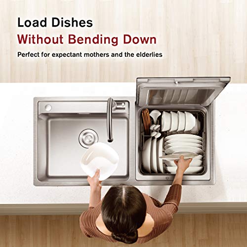 FOTILE SD2F Stainless Steel Kitchen In-Sink Dishwasher Combination, Heavy Gauge Bowl Dish Sanitizing, Enegry-saving Countertop Dishwasher… (SD2F-P1X)